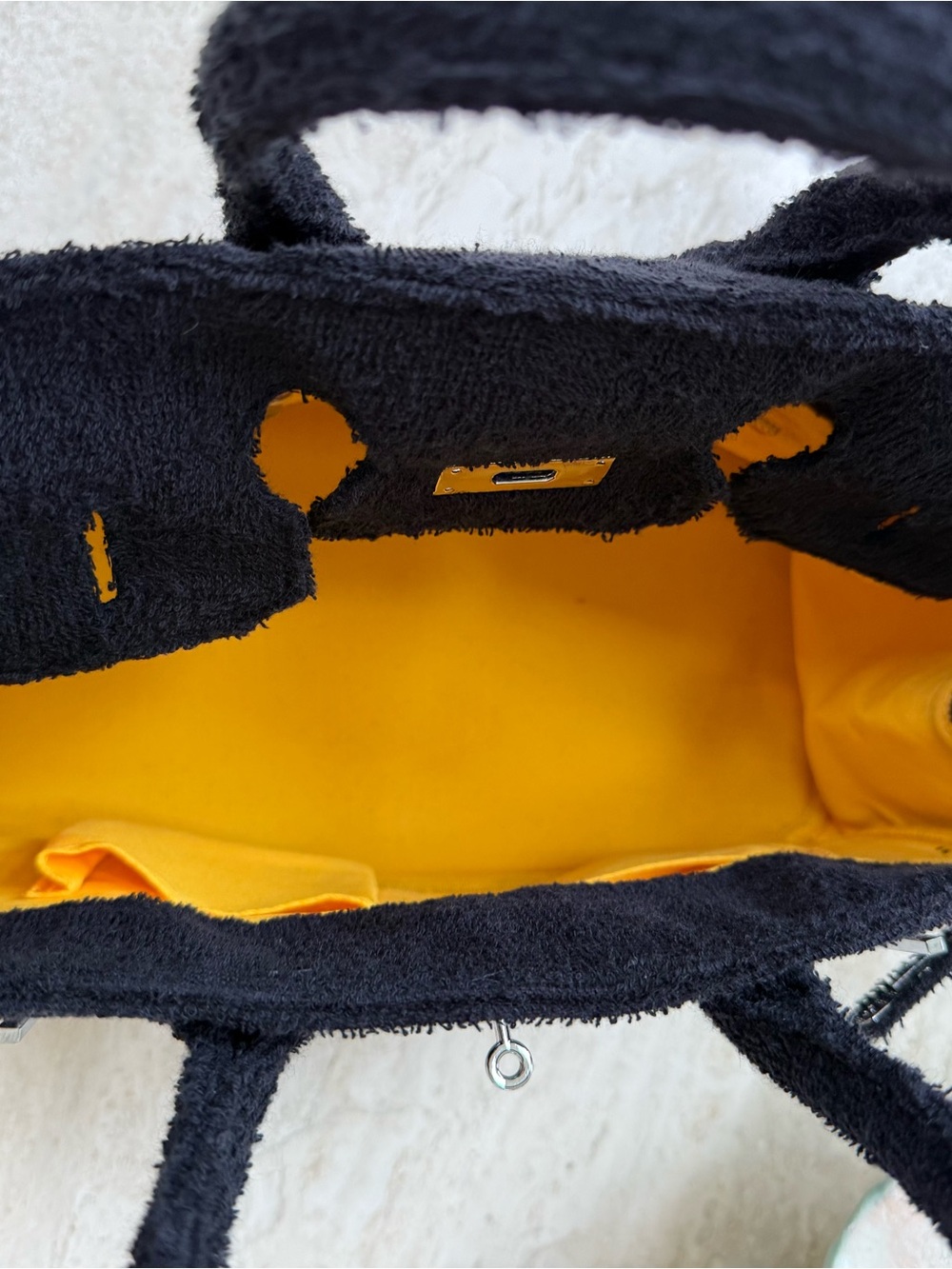 Boatkin Black Women's Tote Bag with Yellow Trim - Lux Terry Texture - Picture 4 of 4